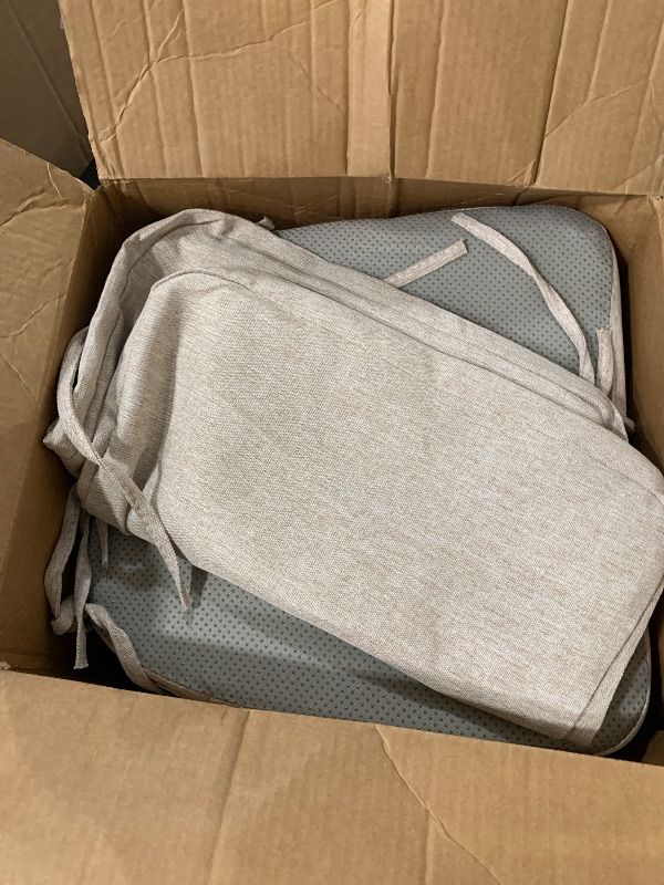 Photo 1 of ONLY A SET OF 3 NOT 6 -----------------------------------------------------------AAAAAcessories D-Shaped Chair Cushions, 2" Thick Dining Chair Pads with Ties and Removable, Machine-Washable Cover, 17" x 16", Set of 3, Beige