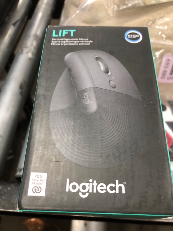 Photo 1 of Logitech Lift Vertical Ergonomic Mouse, Wireless Bluetooth or USB Receiver, Quiet Clicks, 4 Buttons, Right Hand Wireless Mouse, Windows/macOS/iPadOS, Laptop, PC - Graphite