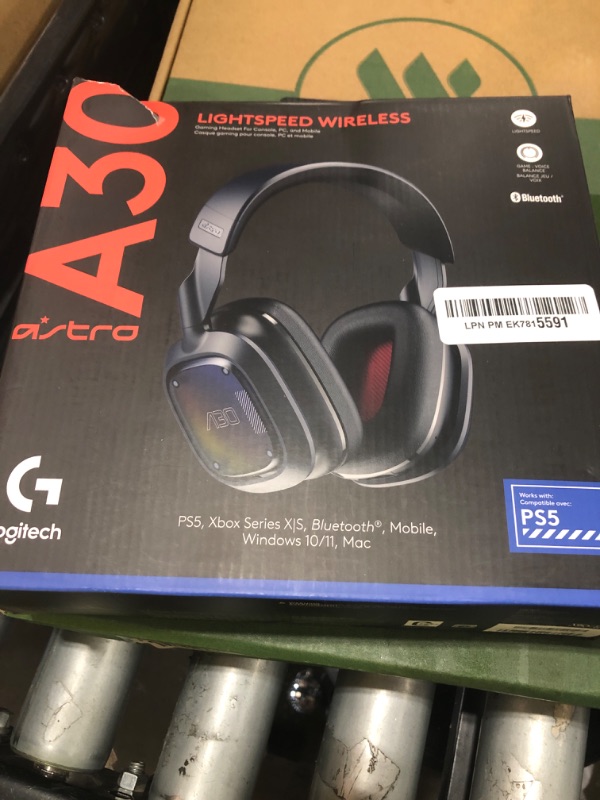 Photo 1 of Logitech G Astro A30 Lightspeed Wireless Gaming Headset, Bluetooth Enabled, Dolby Atmos, Detachable Boom, 27h Battery, USBC Charging, for PS5, PS4, Xbox, Nintendo Switch, PC, Android - Blue