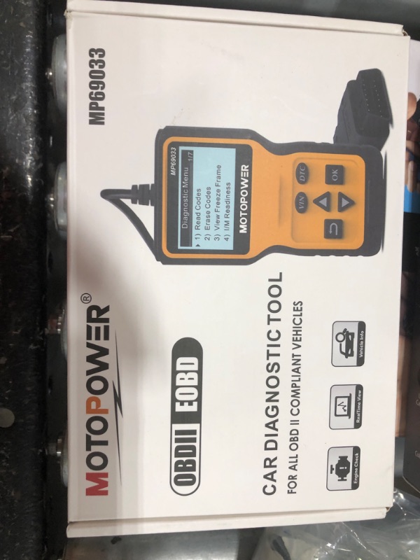 Photo 1 of MOTOPOWER MP69033 Car OBD2 Scanner Code Reader Engine Fault Scanner CAN Diagnostic Scan Tool for All OBD II Protocol Cars Since 1996, Yellow