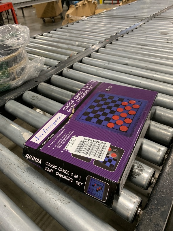 Photo 1 of SEETOOOGAMES Giant Checkers Board Game - Large 3 in 1 Reversible Checker Rug - Tic Tac Toe Game for Kids Adults and Family Indoor Outdoor Activities - Blue