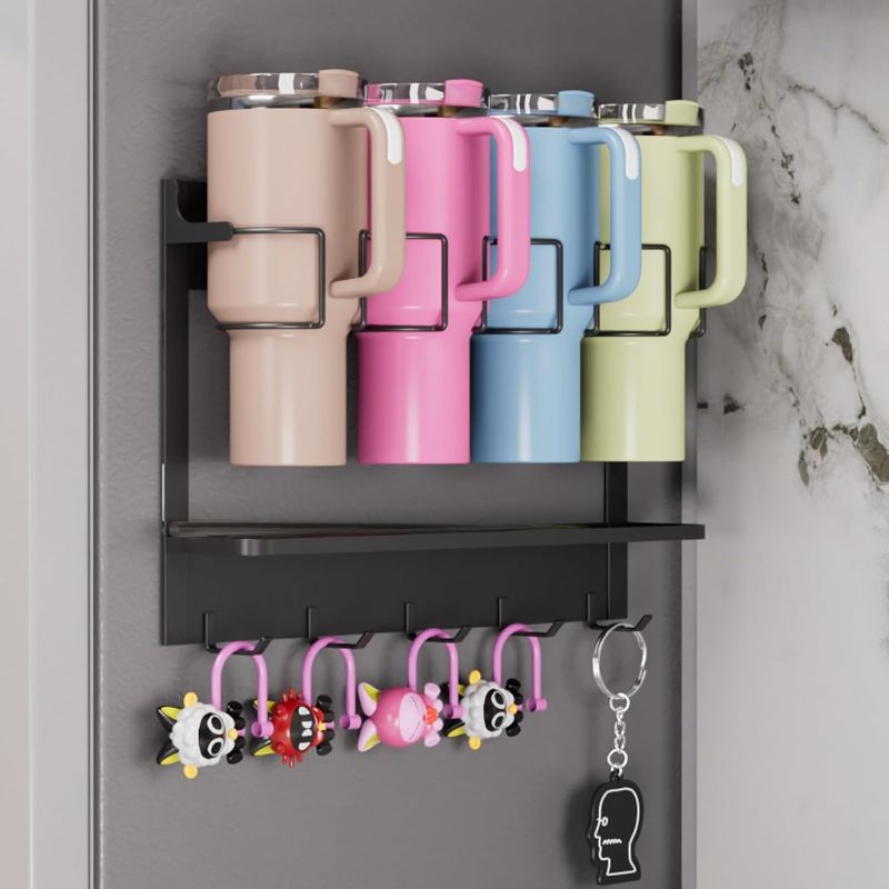 Photo 1 of Ysglory Magnetic Stanley Cup Holder for Fridge 30/40 oz Stanley Tumbler Organizer Water Bottle Storage Organizer Holder for Home Kitchen & RV Space Saver (Black)