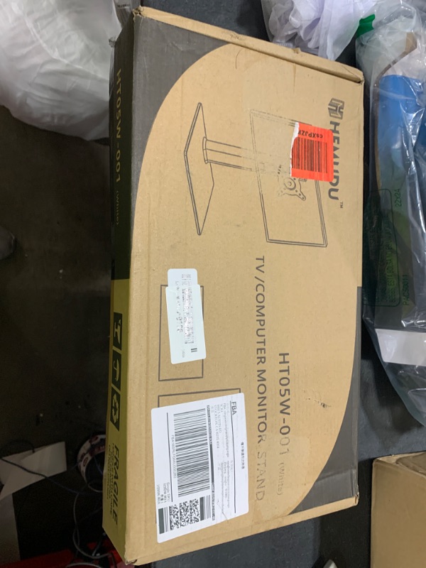 Photo 1 of Single LCD Computer Monitor Free-Standing Desk Stand Riser for 13 inch to 32 inch Screen with Swivel, Height Adjustable, Rotation, Holds One (1) Screen up to 77Lbs(HT05W-001) White