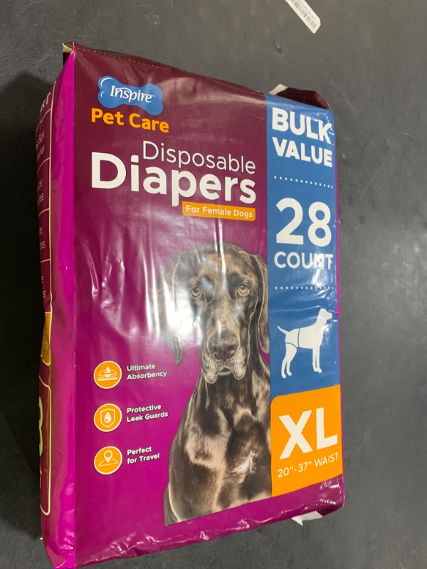 Photo 1 of Inspire Pet Care Dog Diapers Female Dogs | Bulk Value Doggie Incontinence, Accidents, for Heat, Pee or Period and Housebreaking (X-Large (28 Count))