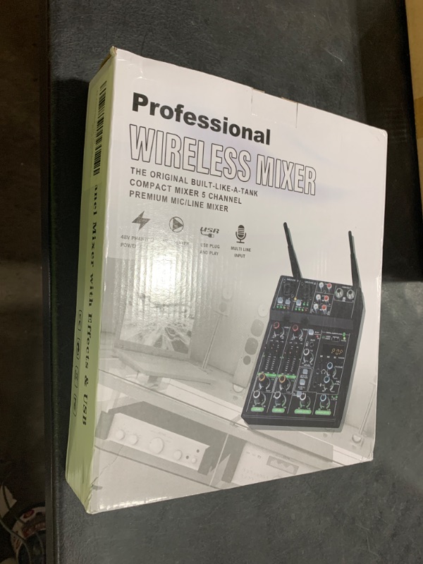 Photo 1 of Professional Audio Mixer With Dual Wireless Microphone, Sound Board Console System Interface 4 Channel Dj Mixer USB Bluetooth MP3 Computer Input 48V Phantom Power, Suitable for DJ Karaoke PC Guitar