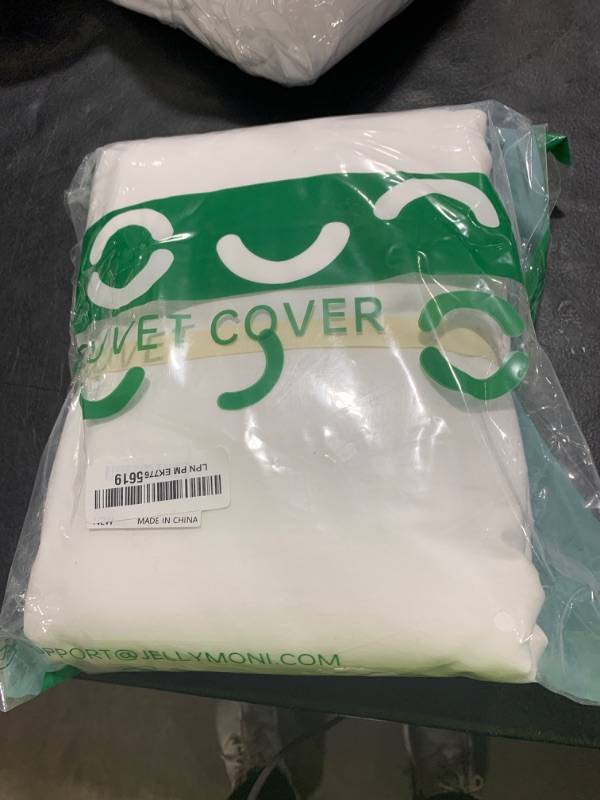 Photo 1 of JELLYMONI White Duvet Cover Queen Size - 100% Washed Cotton Linen Like Textured Comforter Cover, 3 Pieces Breathable Soft Bedding Set with Button Closure (Bright White, Queen 90"x90")
