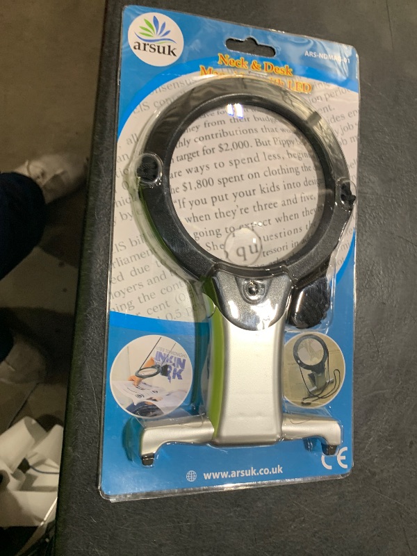 Photo 1 of ARSUK Neck and Desk Magnifier – Lightweight Magnifying Glass for Reading, Sewing, Hobbies – High Clarity 2X Lens with 6X Spot Magnifier – Adjustable Stand for Seniors, Crafters, and DIY Projects