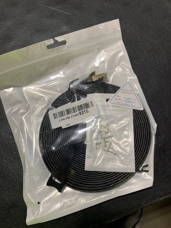 Photo 1 of Ercielook CAT8 Ethernet Cable 20 ft High Speed, Shielded Flat Internet Cable, Weatherproof S/FTP UV Resistant for Router/Gaming/Modem - Black