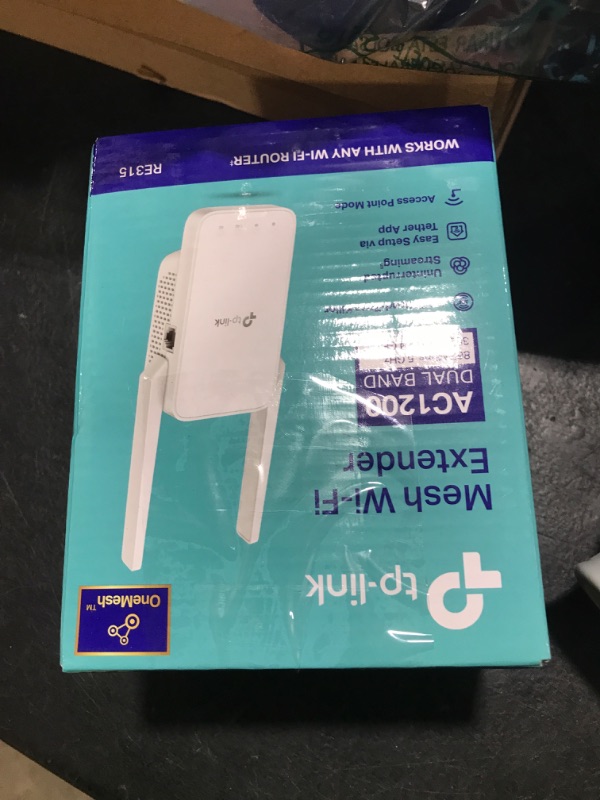 Photo 1 of TP-Link AC1200 WiFi Extender, 2025 Wirecutter Best WiFi Extender, 1.2Gbps Home Signal Booster, Dual Band 5GHz/2.4GHz, Up to 1600 Sq.ft and 32 Devices, EasyMesh Compatible, One Ethernet Port (RE315)