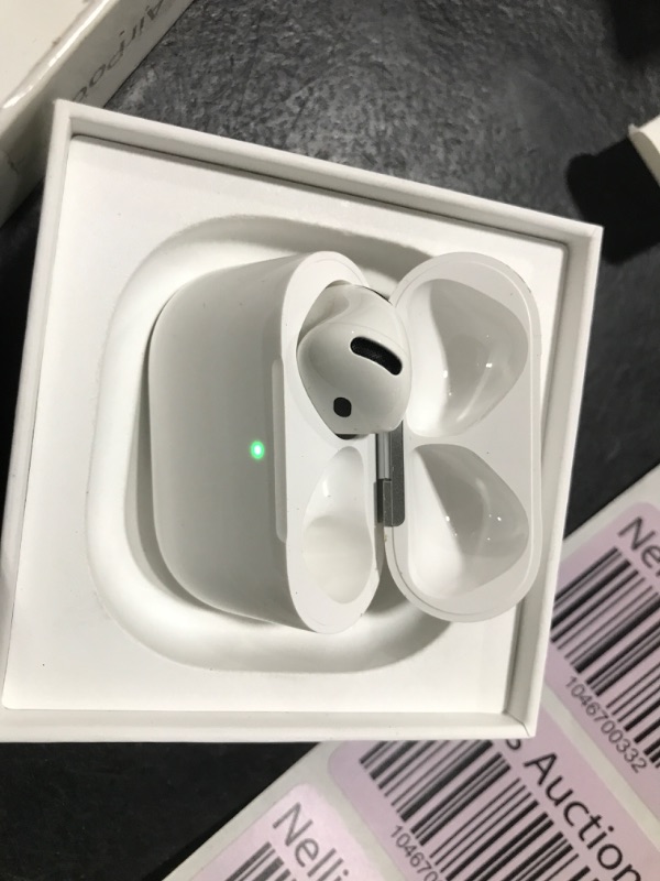 Photo 1 of Apple AirPods 4 Wireless Earbuds, Bluetooth Headphones, Personalized Spatial Audio, Sweat and Water Resistant, USB-C Charging Case, H2 Chip, Up to 30 Hours of Battery Life, Effortless Setup for iPhone