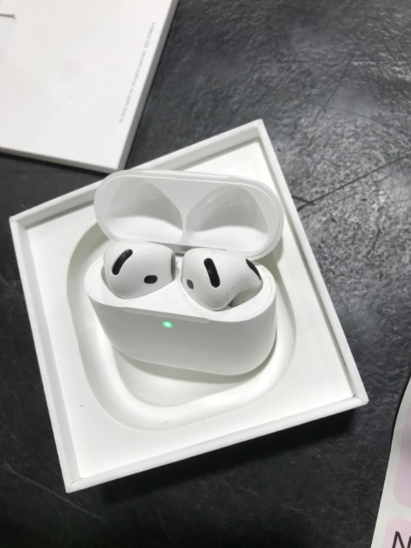 Photo 1 of Apple AirPods 4 Wireless Earbuds, Bluetooth Headphones, with Active Noise Cancellation, Adaptive Audio, Transparency Mode, Personalized Spatial Audio, USB-C Charging Case, Wireless Charging, H2 Chip