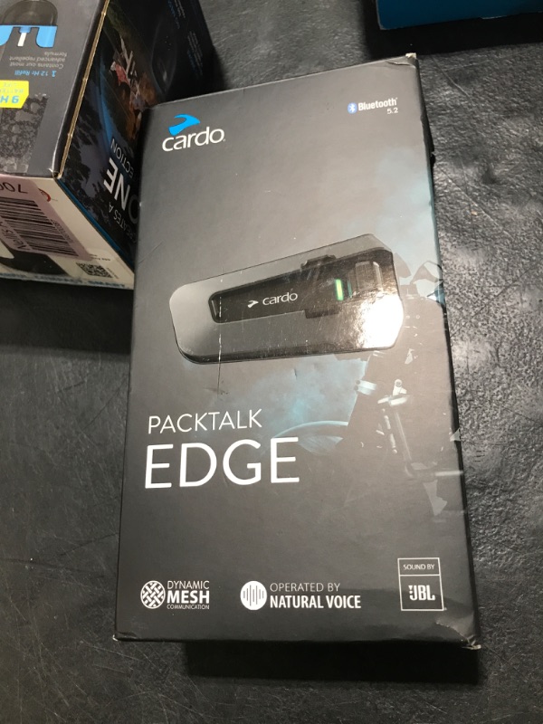 Photo 1 of Cardo PACKTALK Edge Motorcycle Bluetooth Communication System Headset Intercom - Single Pack, Black
