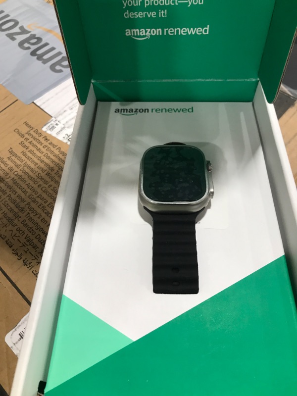 Photo 1 of Apple Watch Ultra [GPS + Cellular 49mm] Titanium Case with Midnight Ocean Band, One Size (Renewed Premium)