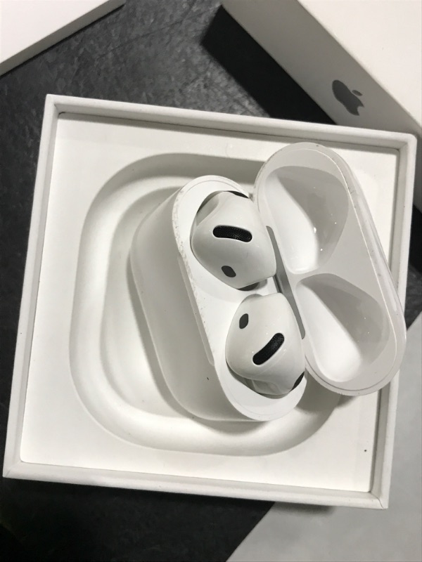 Photo 1 of Apple AirPods 4 Wireless Earbuds, Bluetooth Headphones, with Active Noise Cancellation, Adaptive Audio, Transparency Mode, Personalized Spatial Audio, USB-C Charging Case, Wireless Charging, H2 Chip