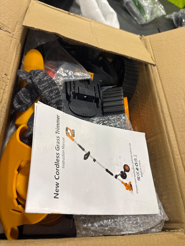 Photo 1 of 20000 RPM Electric Weed Wacker Cordless, 3-in-1 Weed Eater Cordless with Battery Powered, Lawn Mower/Grass Trimmer/Lawn Edger with 3 Types Blades, Battery Weed Wacker with Wheels (2 Battery, Yellow)