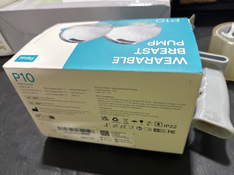 Photo 1 of Paruu P10 Hands Free Breast Pump Wearable, 338mmHg Strong Suction, Low Noise, 4 Modes & 9 Levels, Electric Breast Pump Portable, Smart Display, 19/21/24/28mm Insert/Flange, 2 Pack (White)