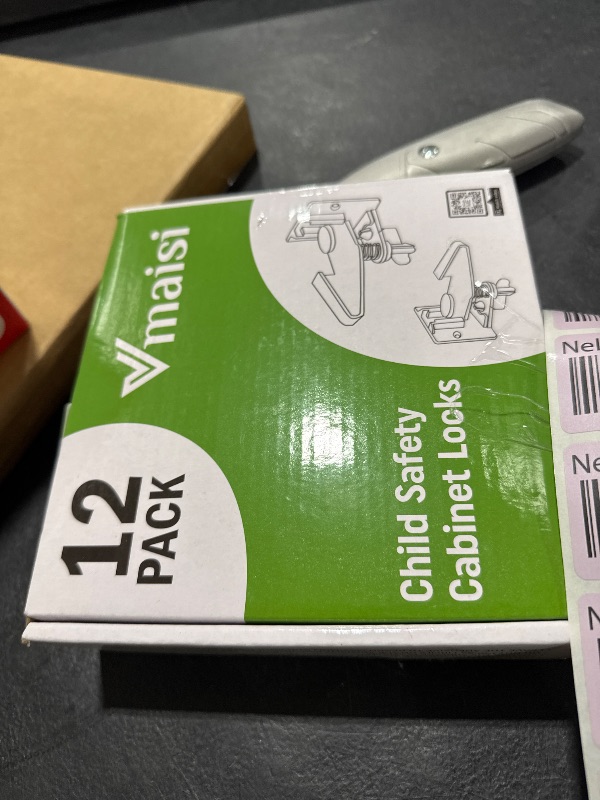 Photo 1 of 12 Pack Cabinet Locks Child Safety Latches - Vmaisi Baby Proofing Cabinets Drawer Lock with Adhesive Easy Installation - No Drilling or Extra Screws (White)