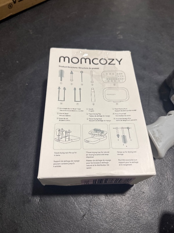 Photo 1 of Momcozy Bottle Brush Set - Baby Bottle Cleaner Kit with Silicone Brush, Nipple Brush, Straw Brush, Soap Dispenser, Drying Rack - 7 in 1 Bottle Cleaning Tool for Home and Travel