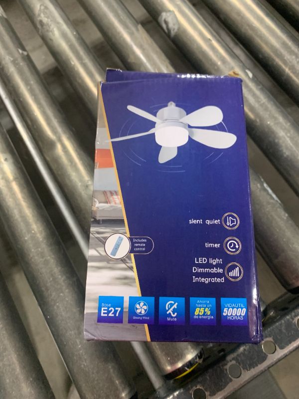 Photo 1 of ASALL Socket Breeze Socket Fan Light with Remote Control, Portable Small Ceiling Fans with Lights for Bedroom, Kitchen, Living Room, with Dimming Function, 1000 Lumens, Screws into E26/E27