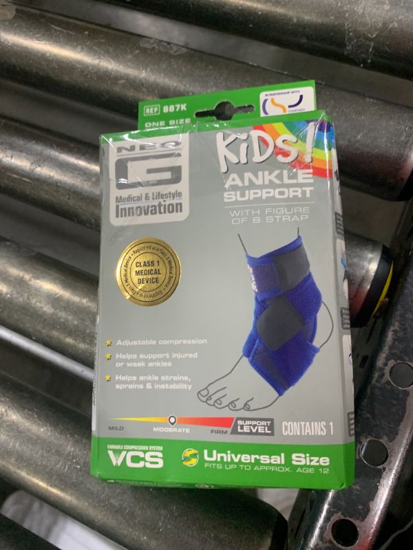 Photo 1 of Neo-G Ankle Brace for Kids - Support For Juvenile Arthritis Relief, Joint Pain, Ankle Injuries, Gymnastics, Basketball, Volleyball - Adjustable Compression - Class 1 Medical Device - 1 Size - Blue
