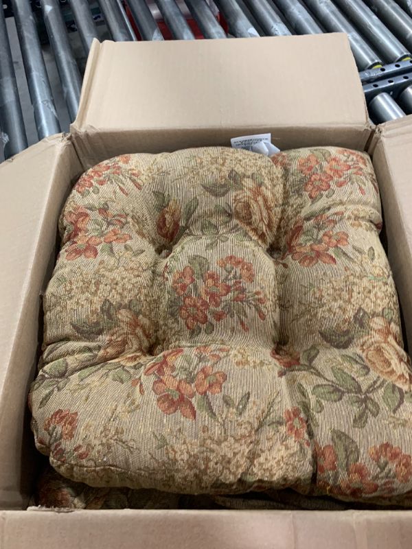 Photo 1 of Klear Vu Omega Non-Slip Rocking Chair Cushion, Assembled in USA, Thick Tufted Design, Includes Seat Pad & Back Pillow with Ties, 17x17 Inches, 2-Piece Set, Somerset 2 Count