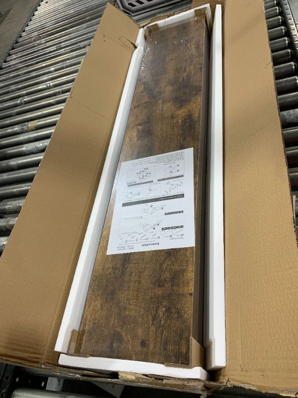 Photo 1 of QEEIG Bathroom Shelves 48 inches Long Wall Shelf Large Extra Long 48 x 9 inch Set of 2, Rustic Brown (008-120BN)