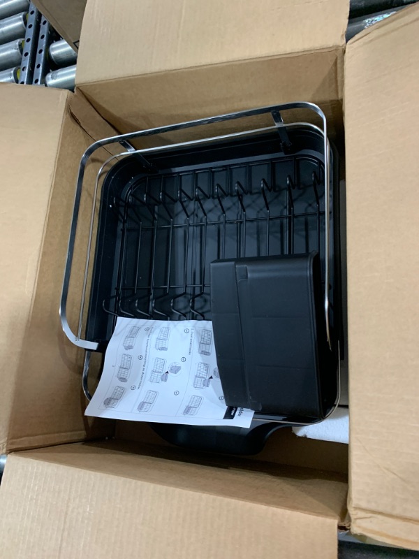 Photo 1 of Dish Drying Rack, Expandable Dish Rack for Kitchen Counter, Stainless Steel Dish Drainer with Drainboard Set and Utensil Holder (Black)