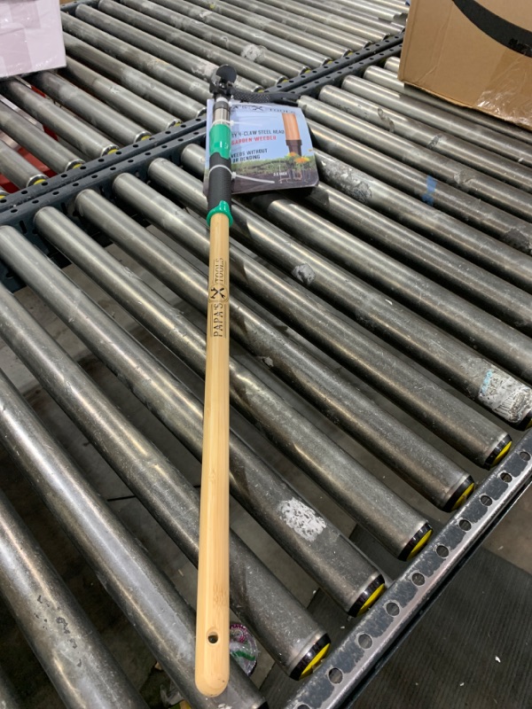 Photo 1 of Papa's Tools Weed Puller Tool, 44" Stand Up Weeder Garden Tools & 4 Claw Steel Head, Dual Weed Eject Tech. Made With Real Bamboo & Long Wooden Handle, Yard Weeding Remover For Gardening Men & Women