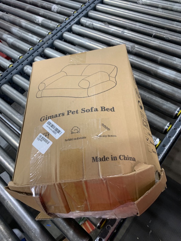 Photo 1 of Gimars Upgrade Large Cat Bed for Indoor Cats -Added 10% More Stuff Sponge, Orthopedic Pet Couch Beds with Bolstered Edges, Fluffy Washable & Removable Cover, Anti Slip Base,Teak Milk Color