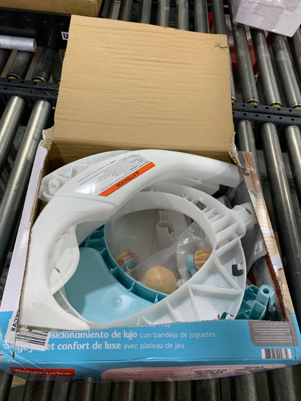 Photo 1 of Fisher-Price Portable Baby Chair Deluxe Sit-Me-Up Floor Seat with Feeding Tray & Activity Toy Bar, Snow Leopard