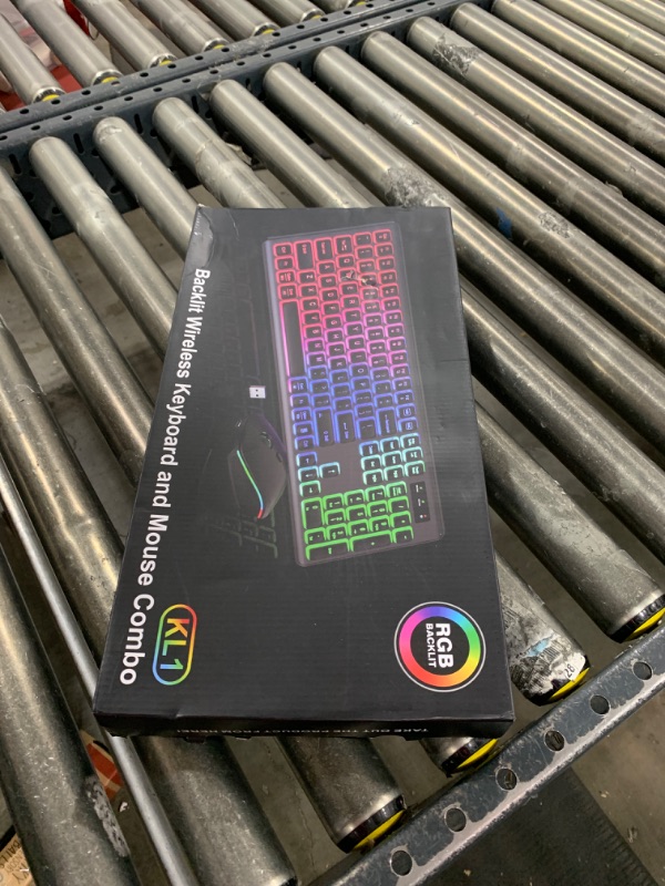 Photo 1 of Wireless Keyboard and Mouse Combo - RGB Backlit, Rechargeable & Light Up Letters, Full-Size, Ergonomic Tilt Angle, Sleep Mode, 2.4GHz Quiet Keyboard Mouse for Mac, Windows, Laptop, PC