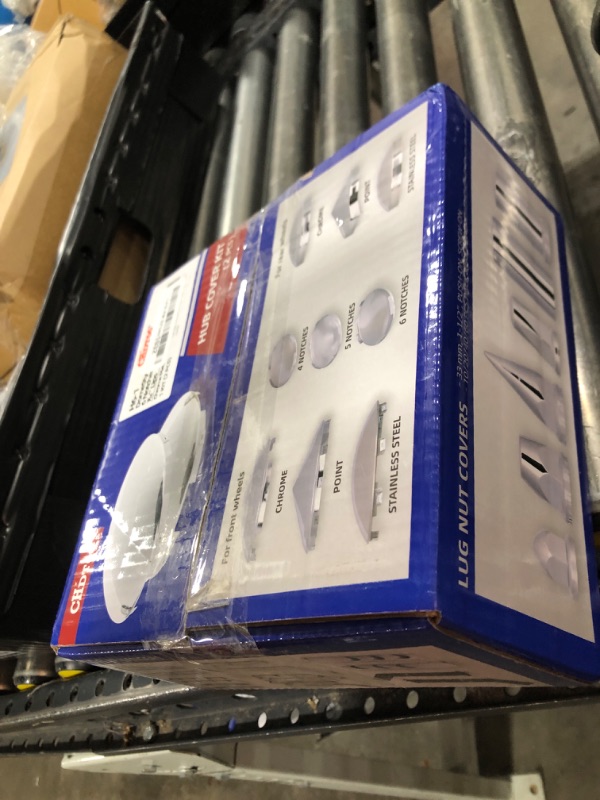 Photo 1 of CHDT66 Chrome Front Hub Cap Kit - 2 Pc Pack, for Semi Truck Trailer and More, 6 Uneven Notches with 7/16" Lips, with pre-Installed Clips - Universal Fit