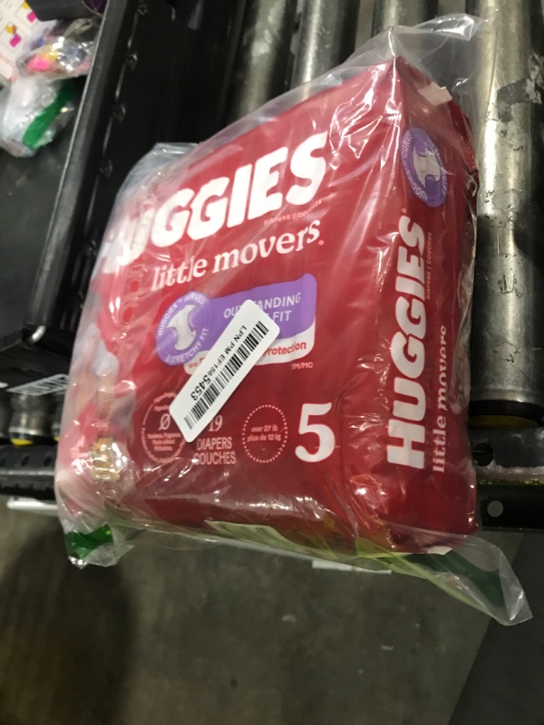 Photo 1 of Huggies Size 5 Diapers, Little Movers Baby Diapers, Size 5 (27+ lbs), 19 Count