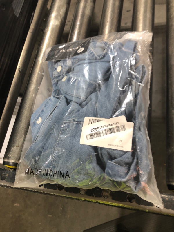 Photo 1 of Zilcremo Women Denim Shirt Dresses Short Sleeve Distressed Jean Dress Button Down Casual Tunic Tops Blue XL
