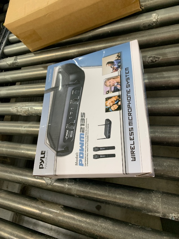 Photo 1 of Pyle Channel Microphone System-VHF Fixed Dual Frequency Wireless Set with 2 Handheld Dynamic Transmitter Mics, Receiver Base-for PA, Karaoke, Dj Party (PDWM2135) , Black