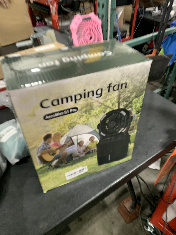 Photo 1 of Misting Fan Portable Camping Fan 42800mAh Rechargeable with Remote Control, 3 LED Light & Stepless Speed Control & Cooling Spray with 6L Bucket, Timer Function, Portable Handle, Rotating Hanging Hook