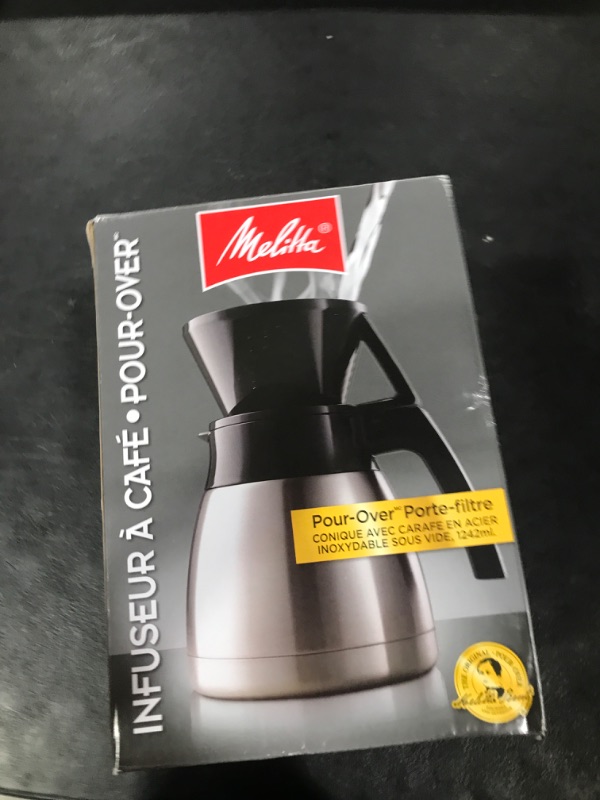Photo 1 of Melitta Pour-Over Coffee Brewer & Stainless Steel Carafe Set with Coffee Filters, 42 Ounce Set