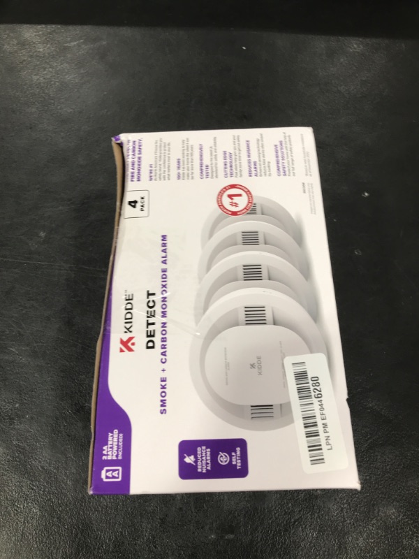 Photo 1 of Kidde  & Carbon Monoxide Detector, AA Battery Powered, LED Warning Light Indicators, 4 Pack