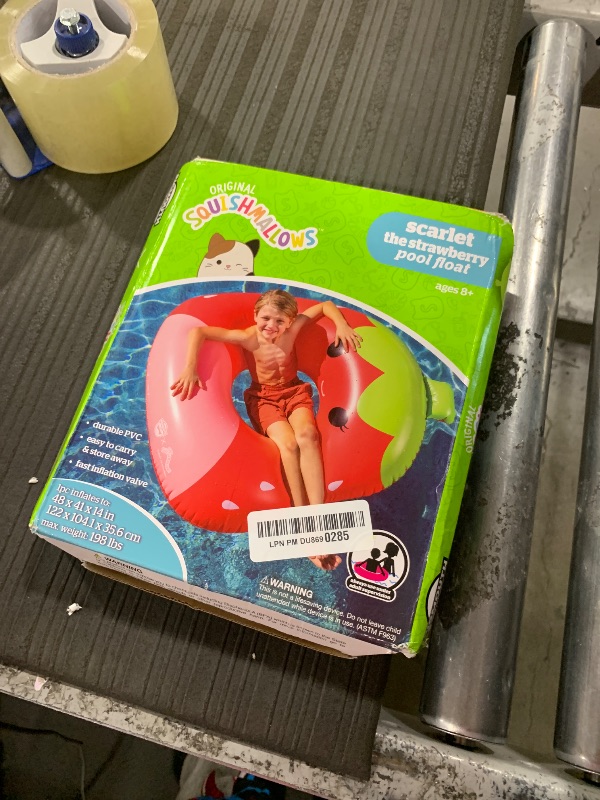 Photo 1 of BigMouth x Squishmallows Original Inflatable Pool Float, Swimming Tube for Adults and Kids, Pool Party Supplies & Water Toys - Scarlet The Strawberry