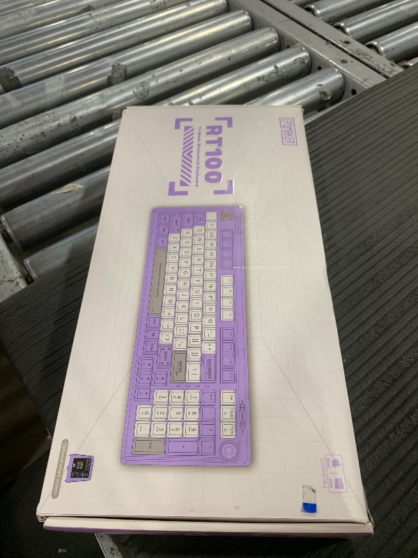 Photo 1 of EPOMAKER RT100 97 Keys Gasket BT5.0/2.4G/USB-C Mechanical Keyboard with Customizable Display Screen, Knob, Hot Swappable Socket, 5000mAh Battery for Win/Mac(RT100 Purple, Flamingo Switch)