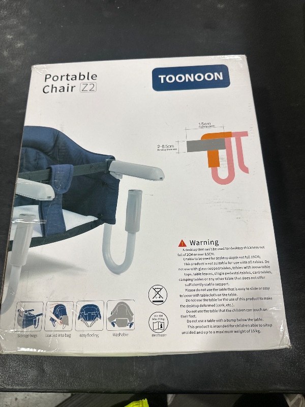Photo 1 of TOONOON Hook On High Chair with Tray, Fast Table Chair for Baby Toddler, Portable Feeding Seat Attaches to Table, Washable for Travel Outside