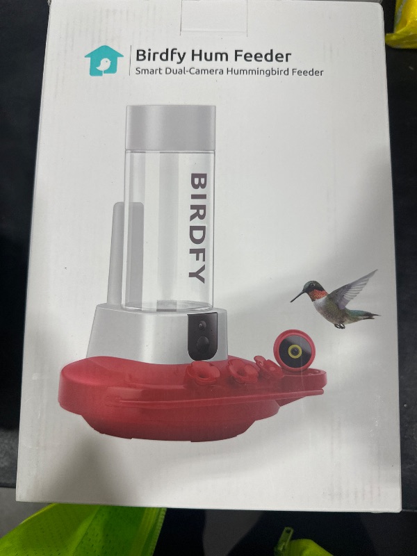 Photo 1 of Birdfy Hummingbird Feeder with Dual Cameras - 2K HD Smart Cameras Solar Powered, Close-Up Bird Video/Live Watching & Instant Notifications, Ant Moat & Leakproof for Outdoor Hanging - 20oz