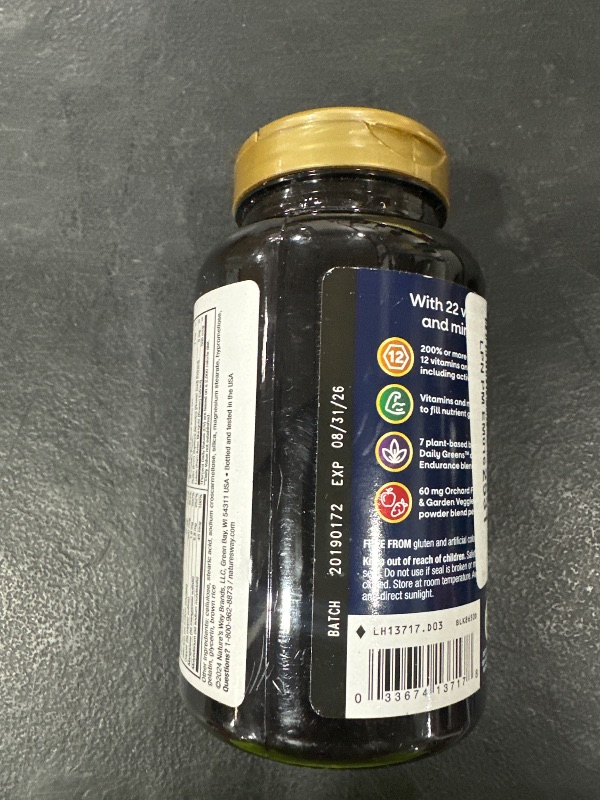 Photo 1 of Nature's Way Alive! Men's Daily Ultra Multivitamin, Promotes Healthy Heart & Muscle Function*, with B-Vitamins Including Methylated B12, Gluten Free, 150 Tablets