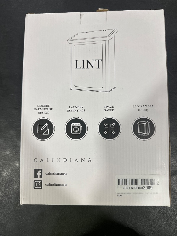 Photo 1 of Calindiana Modern Farmhouse Metal Magnetic Lint Bin for Laundry Room Decor and Accessories with Lid and Laundry Room Organization and Storage Wall Mount Space Saving Washer and Dryer Trash Can, White