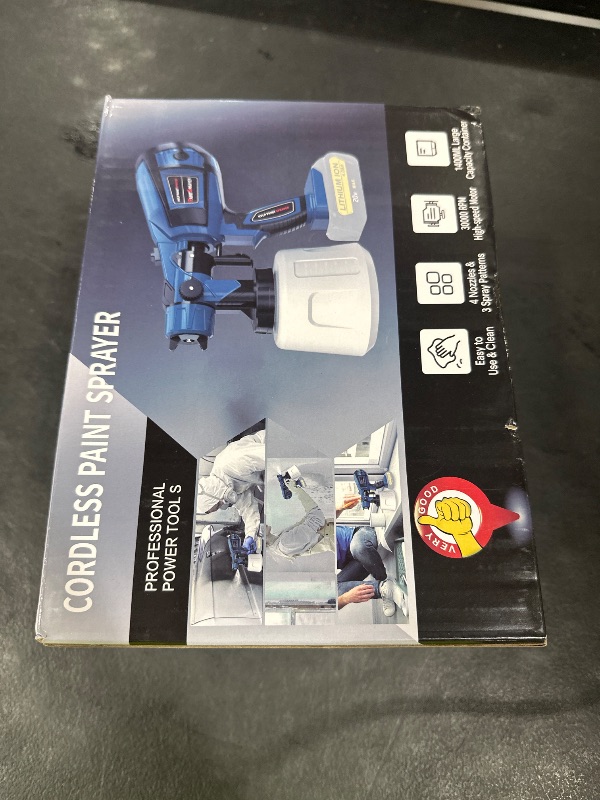 Photo 1 of Macallen Paint Sprayer Tool High Power Electric Spray Paint Gun Easy to Clean for Furniture Cabinets Fence Walls Door Garden Chairs Dark Blue (Not Include Battery)