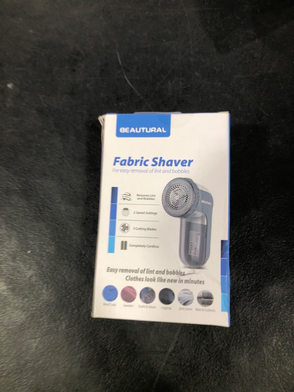 Photo 1 of BEAUTURAL Fabric Shaver and Lint Remover, Sweater Defuzzer with 2-Speeds, 2 Replaceable Stainless Steel Blades, Battery Operated, Remove Clothes Fuzz, Lint Balls, Pills, Bobbles Gray