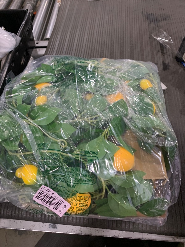 Photo 1 of Dallisten 3 Strands Lemon Artificial Vines, 71" Lemon Silk Vine Garland with Green Leaves, Fake Hanging Plants Greenery Decor for Home, Bedroom, Wall, Party, Wedding Decoration