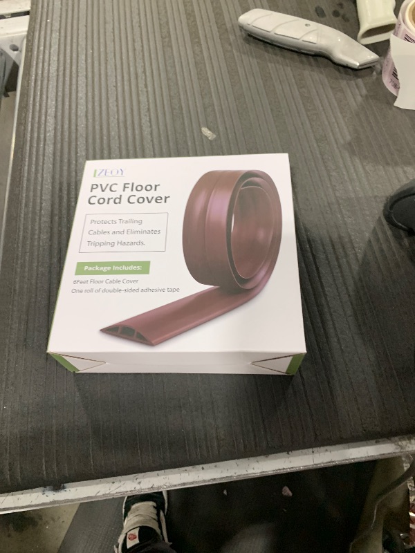 Photo 1 of 6FT Cord Covers, Walnut Wood Floor Cable Management - Protects Cords, Cavity: 0.47" x 0.24"