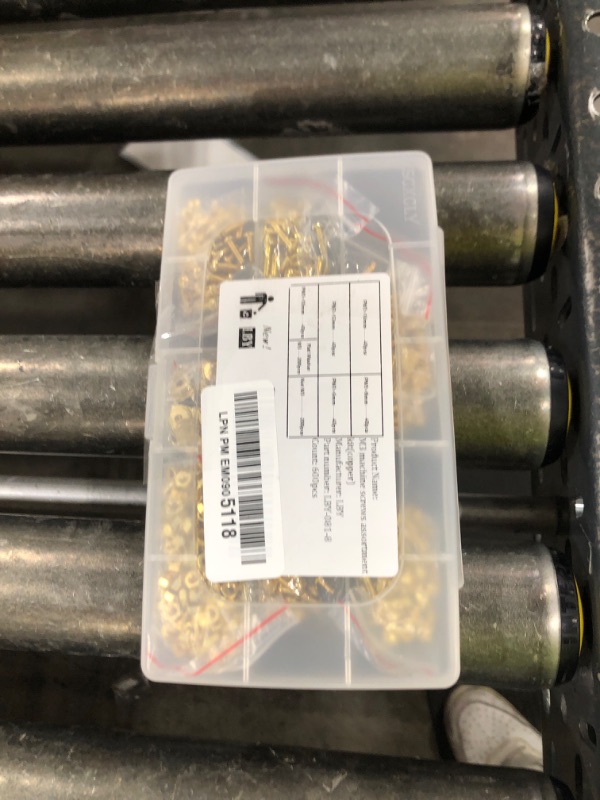 Photo 1 of LBY 600pcs Machine Screws Assortment Kit, M3 Phillips Pan Head Bolts, 5 Sizes (with Nuts and Flat Washers), Copper (Yellow)