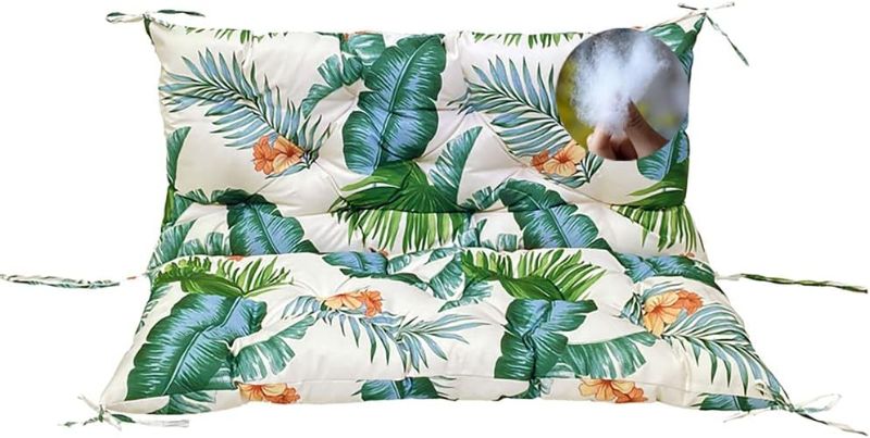 Photo 1 of Bench Cushions Swing Cushions Replacement Seat Pad 2-3 Seater Waterproof Overstuffed Bench Cushion Thicken 5"Outdoor Loveseat Cushions with Ties for Porch Garden Furniture Patio Lounger/hawaii 60x40"
